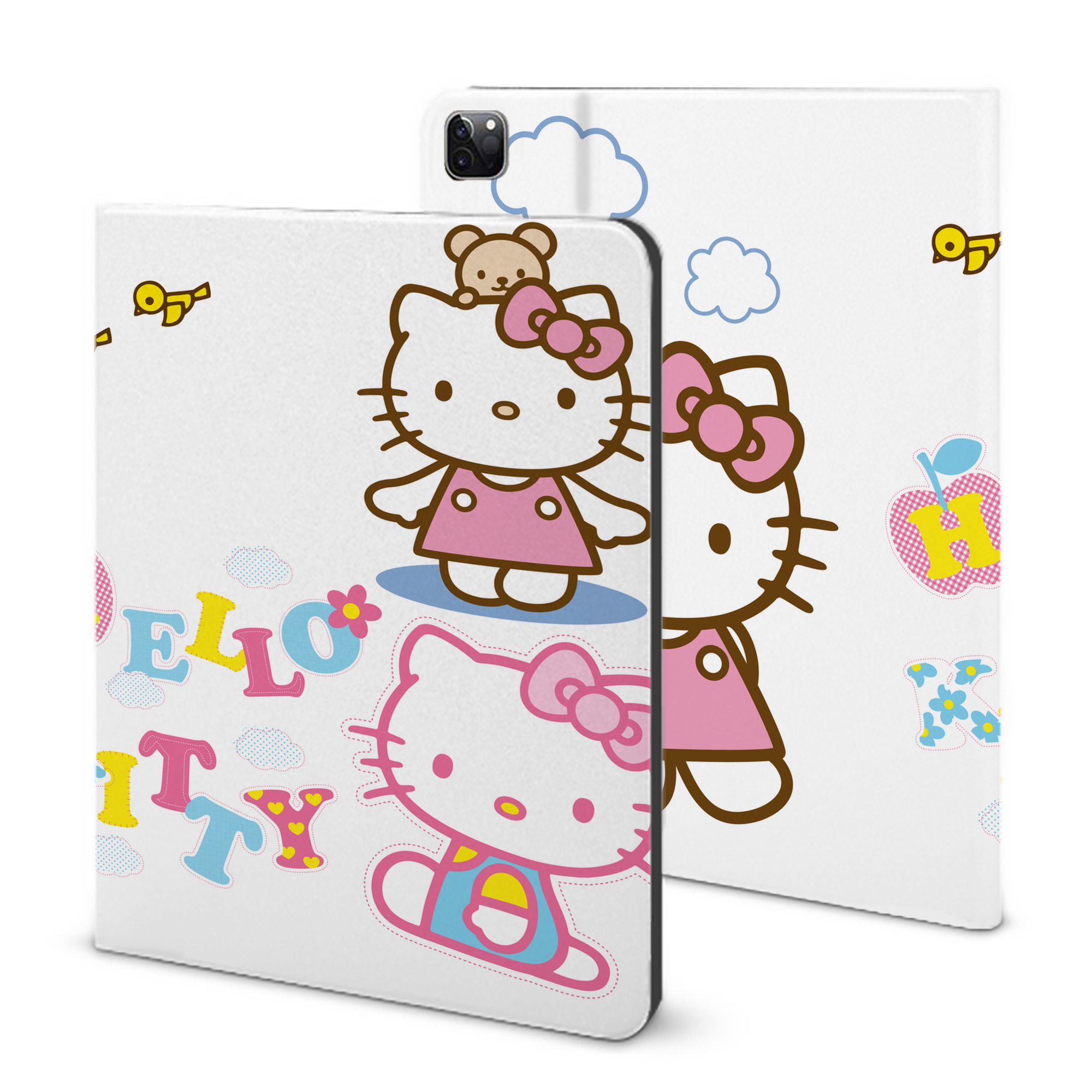 （画像用） Hello Kitty ハローキティ IPad ケース ブック型 PUレザー TPU 耐衝撃 軽量 薄型 ペン収納なし 全面保護 IPad 各モデル対応